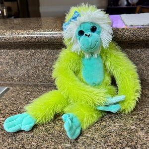 Hanging Green Blue Monkey Plush Wild Republic K&M International Blue Bow Velcro